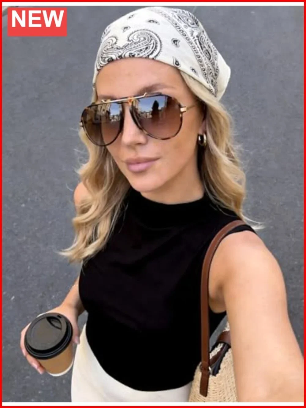 Oversized Aviator Sunglasses 70s Retro Metal Gold Tangle Free UV Protection